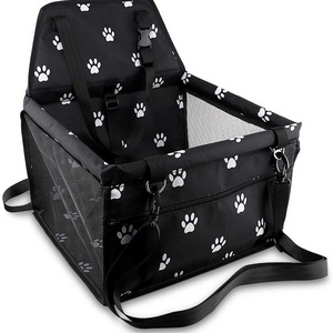 Dog Carrier Basket for Car Pet Reinforce Car Booster Seat for Dog Cat Portable and Breathable Bag with Seat Belt