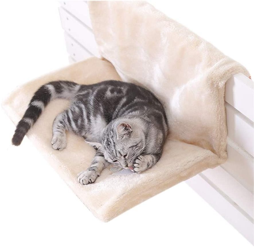 Strong Hanging Cat Hammock Radiator Pet Bed Window Metal Plush Soft Sofa Folds Easily for Travel  Hang Anywhere