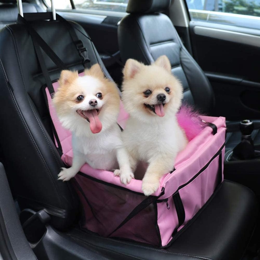 Dog Carrier Basket for Car Pet Reinforce Car Booster Seat for Dog Cat Portable and Breathable Bag with Seat Belt