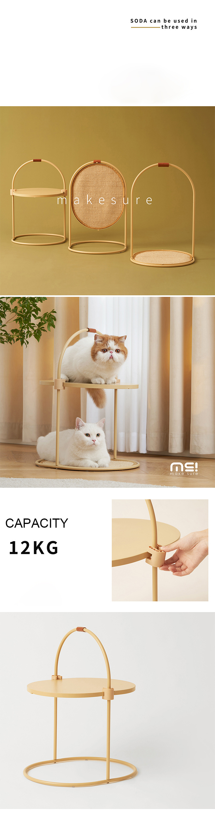 Multifunctional Interactive Pet Toy Cat Scratcher Toy Natural Sisal Cat Scratching Board for Cats and Kittens