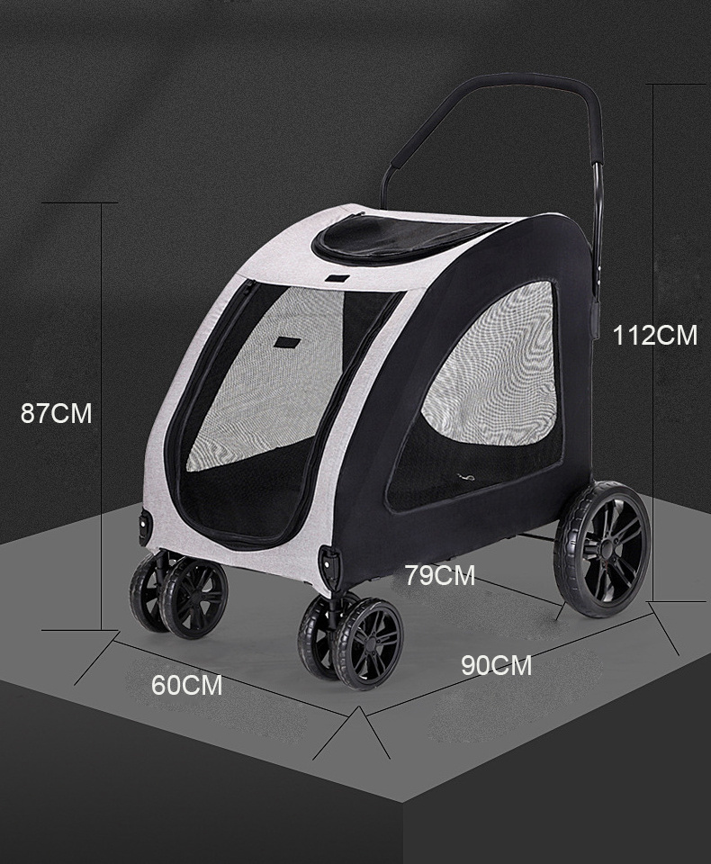 Large Pet Dog Stroller Pet Jogger Wagon Foldable Dog Cart with 4 Wheels Breathable Animal Stroller With Mesh Skylight