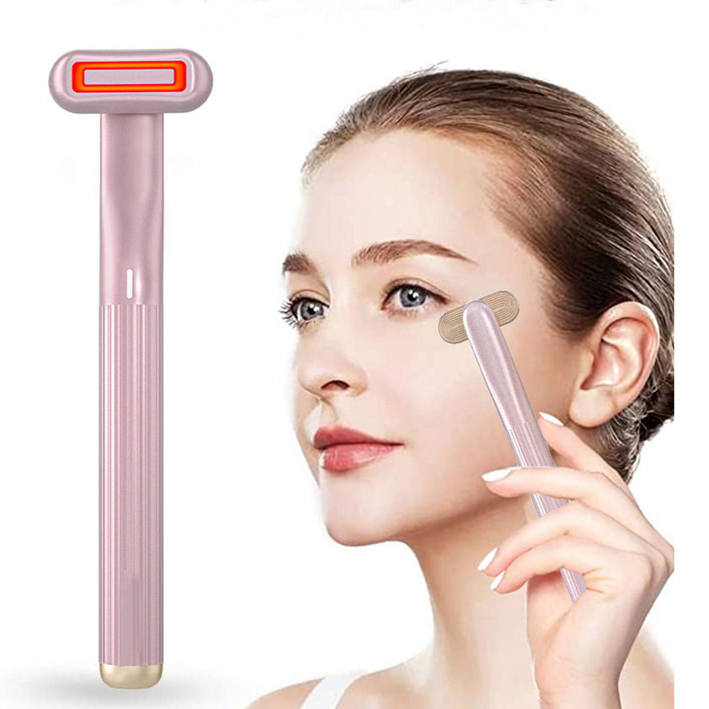 4 in 1 Magic Eye beauty instrument LED Skin care Wand Vibration Massage Microcurrent Red Light Therapy Warmth Pen