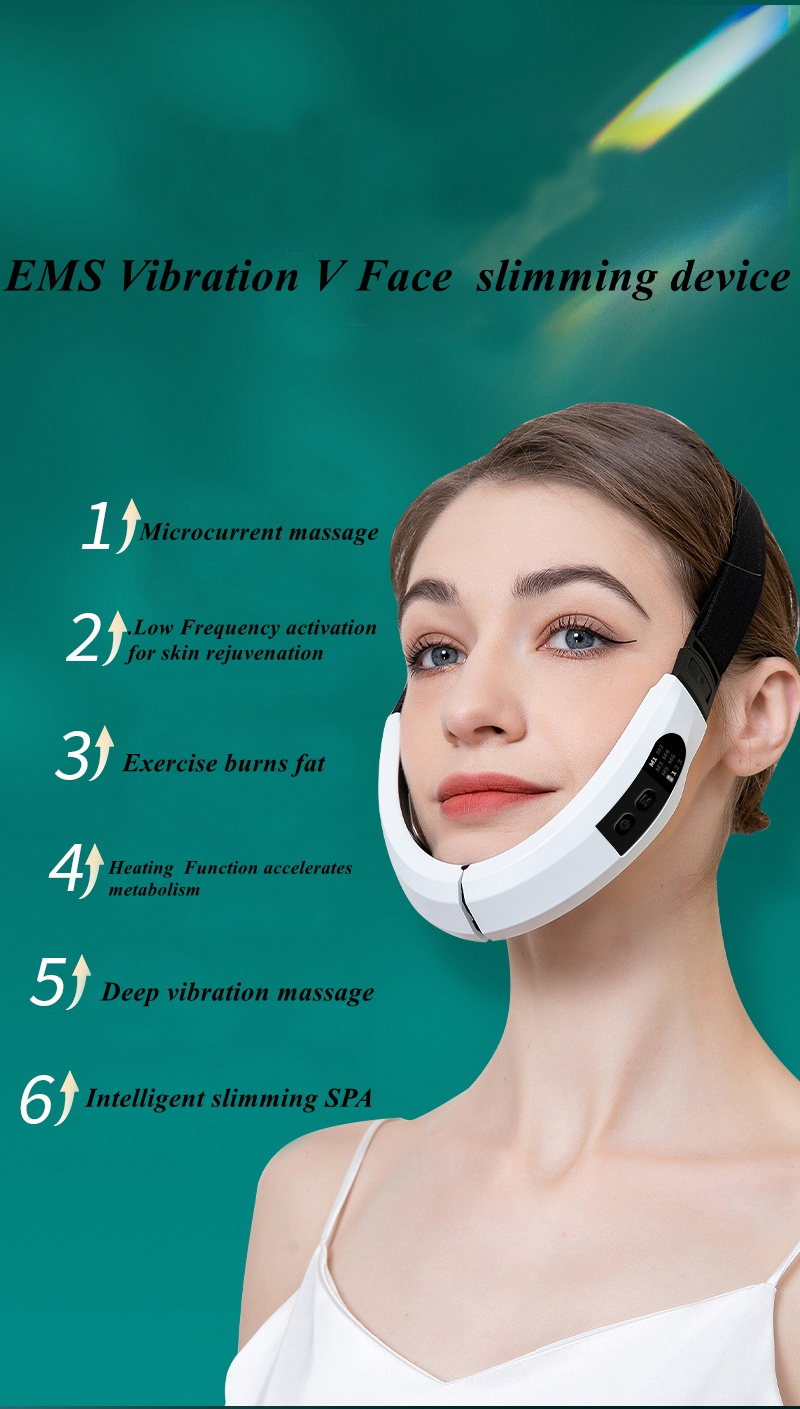 EMS V-Line Facial Lifting Device Hot Compress Face Slimming Machine Microcurrent Double Chin V Face Shaped Cheek Belt