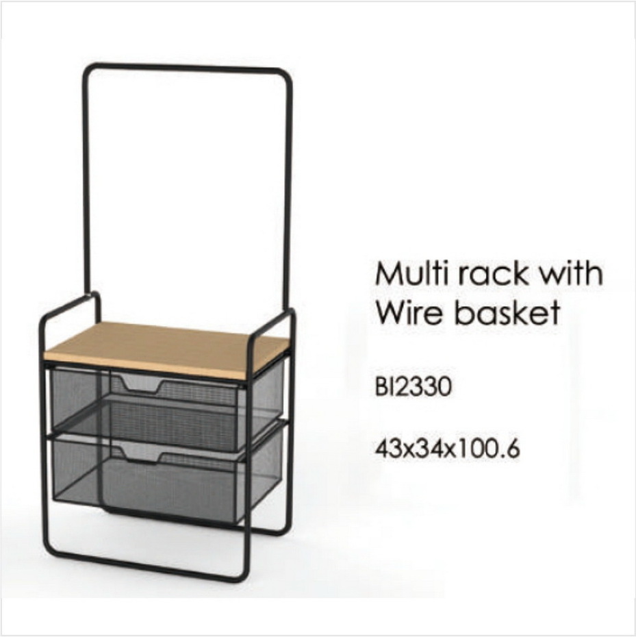 Living room shelf furniture bathroom multi-functional rack with wire basket drawer