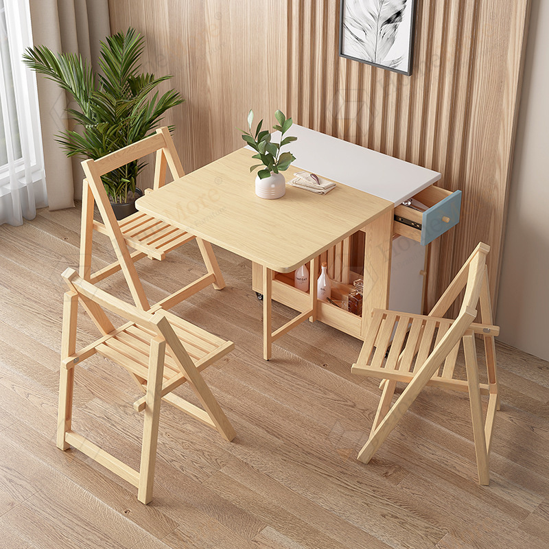 Hot sale dining room furniture 1.4m fold wooden dining table multifunction folding smart dining table with hidden foldable seats