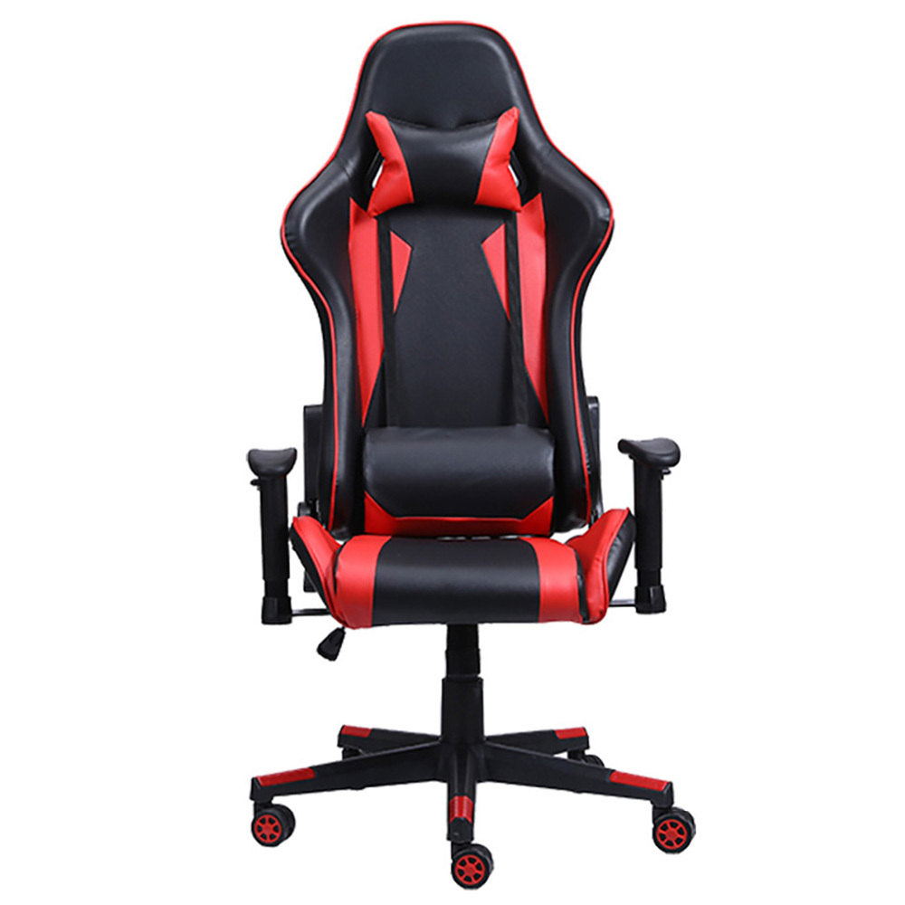 Custom LOGO backrest and height adjustable leather PU comfort padded fill swivel office PC game gaming chair with movable wheels