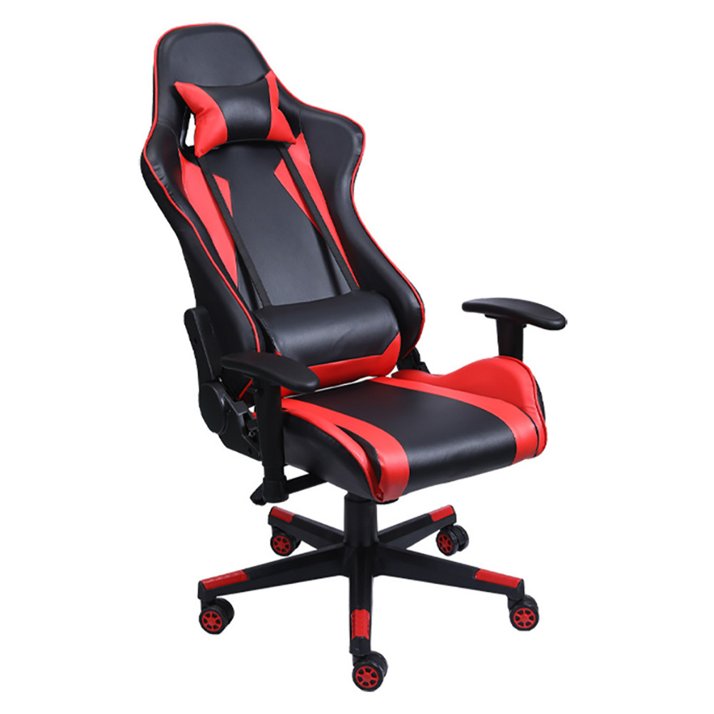 Custom LOGO backrest and height adjustable leather PU comfort padded fill swivel office PC game gaming chair with movable wheels