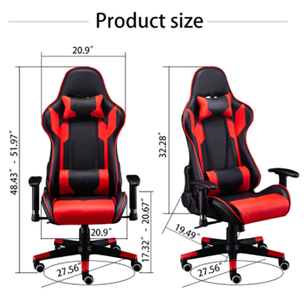 Custom LOGO backrest and height adjustable leather PU comfort padded fill swivel office PC game gaming chair with movable wheels