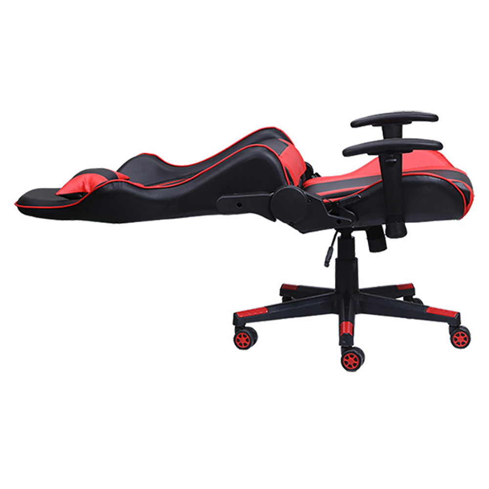 Custom LOGO backrest and height adjustable leather PU comfort padded fill swivel office PC game gaming chair with movable wheels