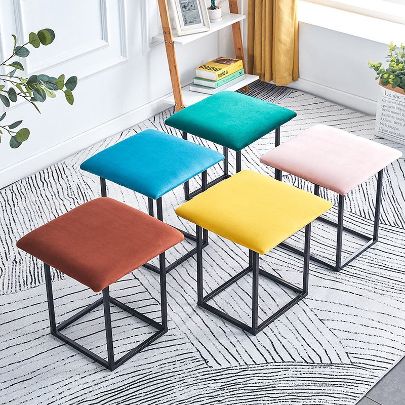 Super space saving upgraded modern square movable ottoman 5 stools organized in 1 with wheels for living room outdoor camp bbq