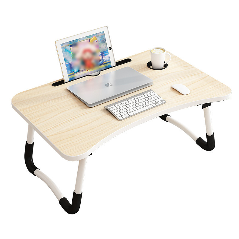 Factory Direct Small MDF Wood Portable Study Tables Foldable Desk Folding Laptop Bed Table Sofa Dinning Tray with Cup Holder