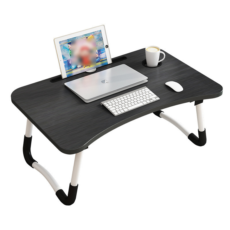 Factory Direct Small MDF Wood Portable Study Tables Foldable Desk Folding Laptop Bed Table Sofa Dinning Tray with Cup Holder