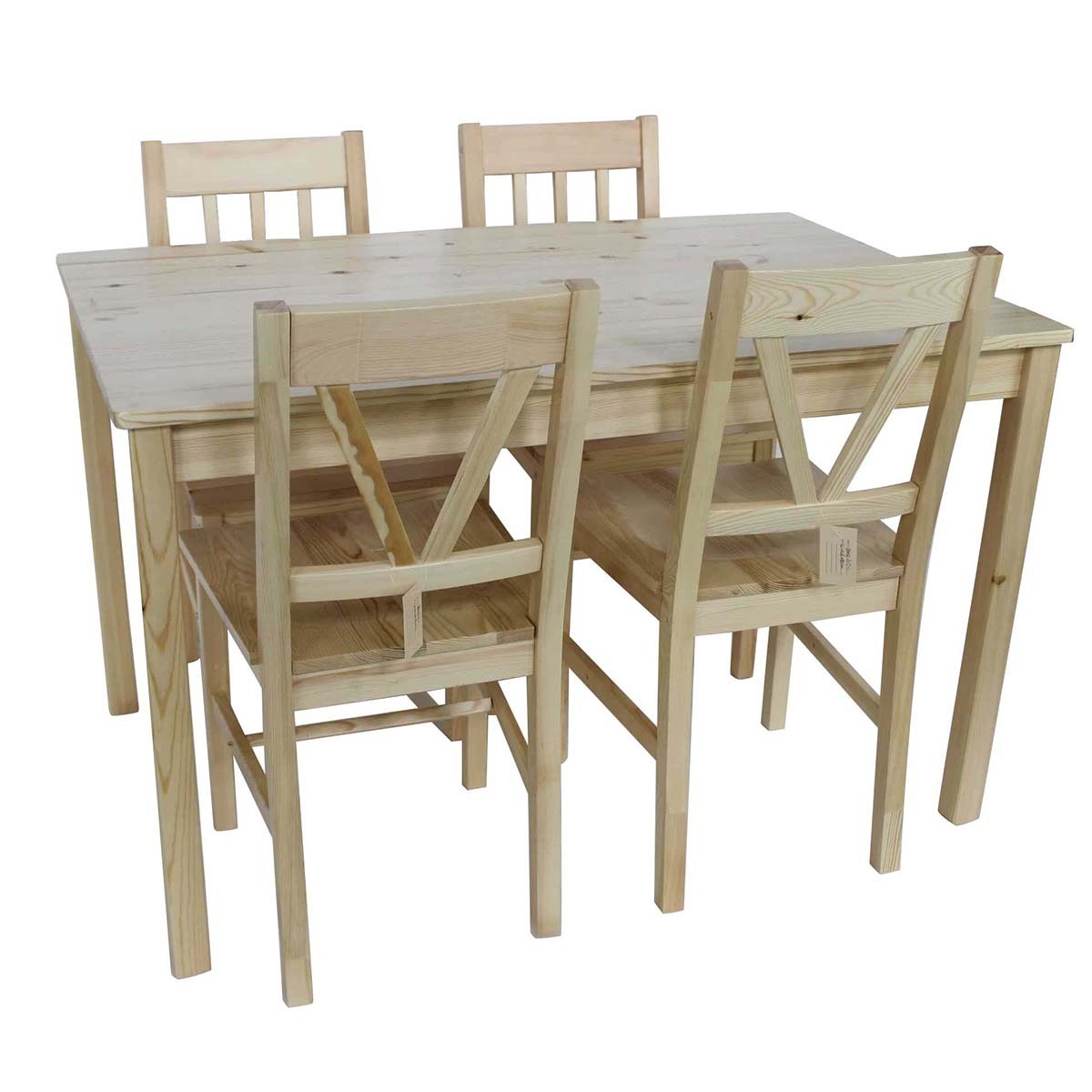 Factory Direct OEM Solid Pine Wood Cafeteria Restaurant Dinette Table Set Dinner Chairs Dining Room Tables 4 Seater