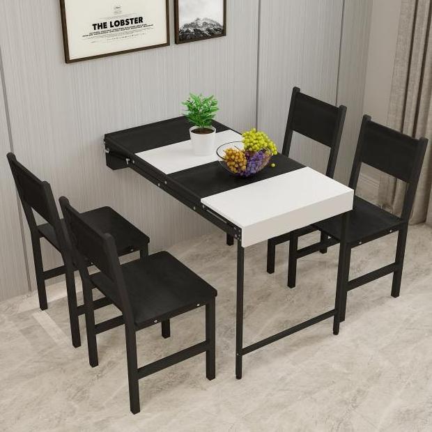 Home wall hanging wood dining tables multifunction extendable space saving furniture wooden wall mounted foldable dining table