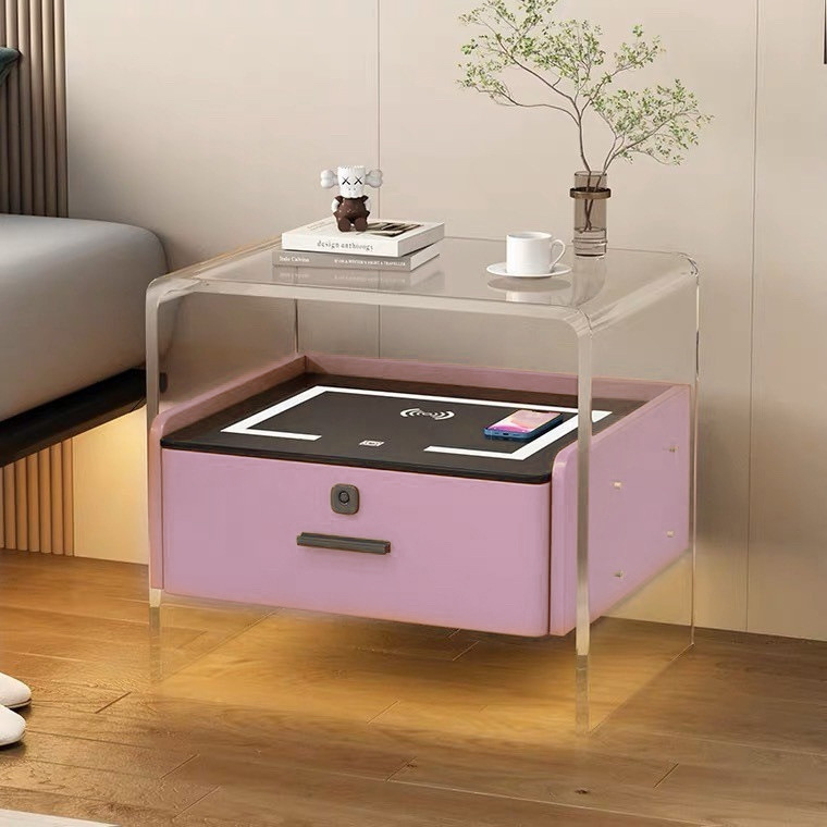 Smart nightstand table manufacturer supplier smart bedside table with fingerprint lock