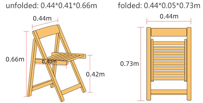 Nordic design dining room furniture space saving indoor outdoor wooden foldable seat dining chair  for dining table