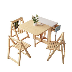 Extendable Wooden Dining Room Table Chair Set Folding Space Saving Dining Table Chairs