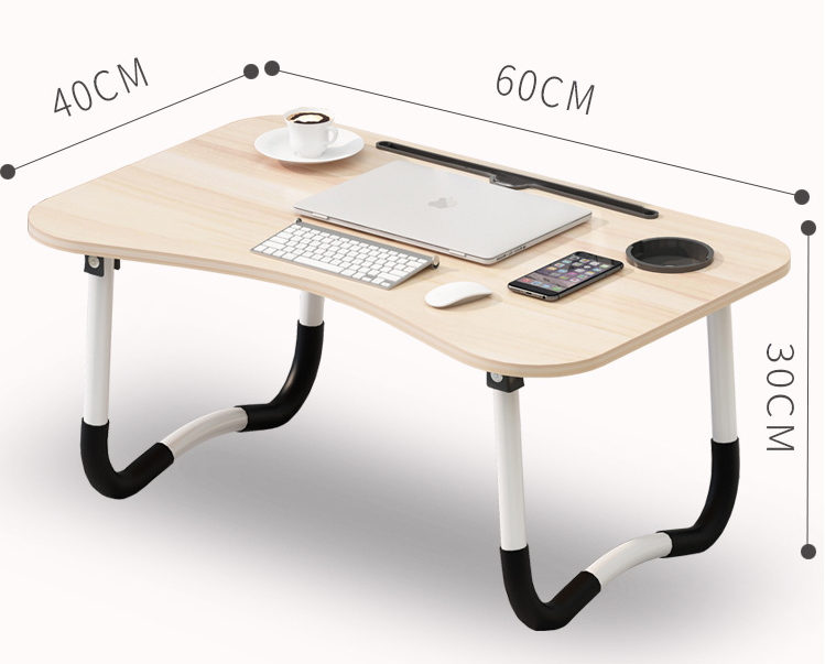 OEM Home Office Small MDF Wood Portable Foldable Desk Folding Laptop Table For Bed Sofa Dining Tray Study Tables with Cup Holder