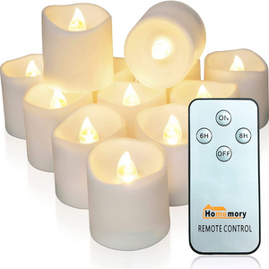 Homemory Battery Operated Flameless LED Candles with Remote Control & Timer, Unscented Flickering LED Votive Candle for Decor