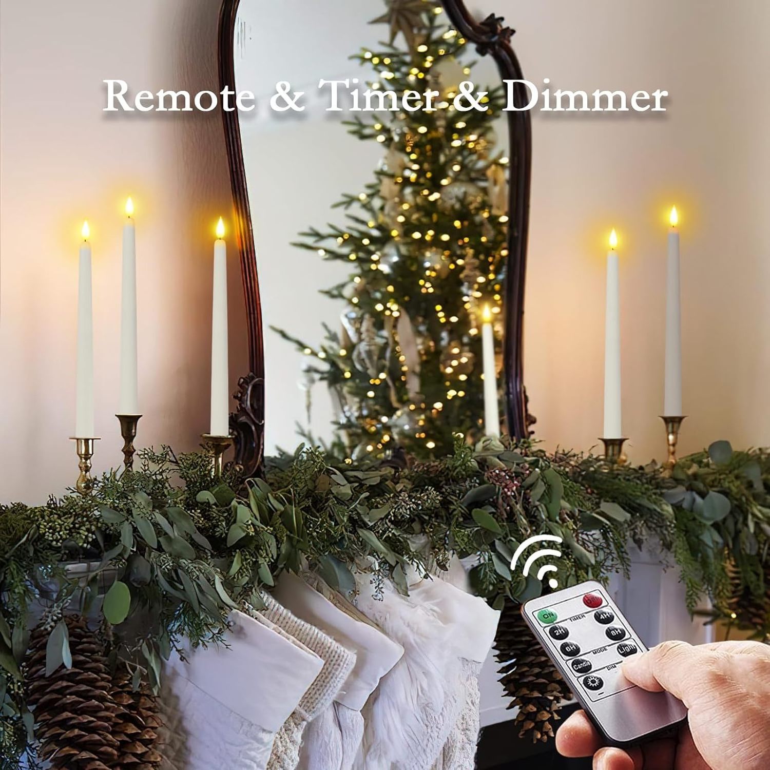 Homemory Home Decor Holiday Party Lighting Led Electronic Taper Candles White Flameless Battery Operated Remote Bestseller