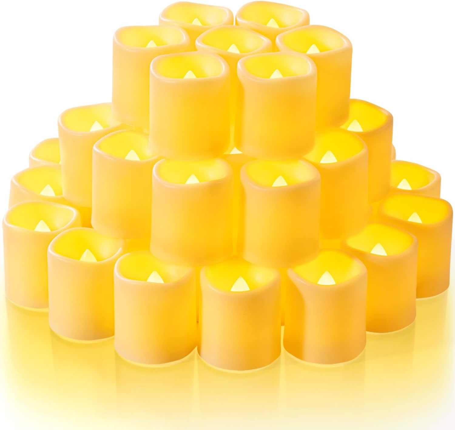 Homemory 50Pack Flickering Flameless Votive Candles, 200+Hour Electric Candles, Battery Operated LED Tealight (Battery Included)