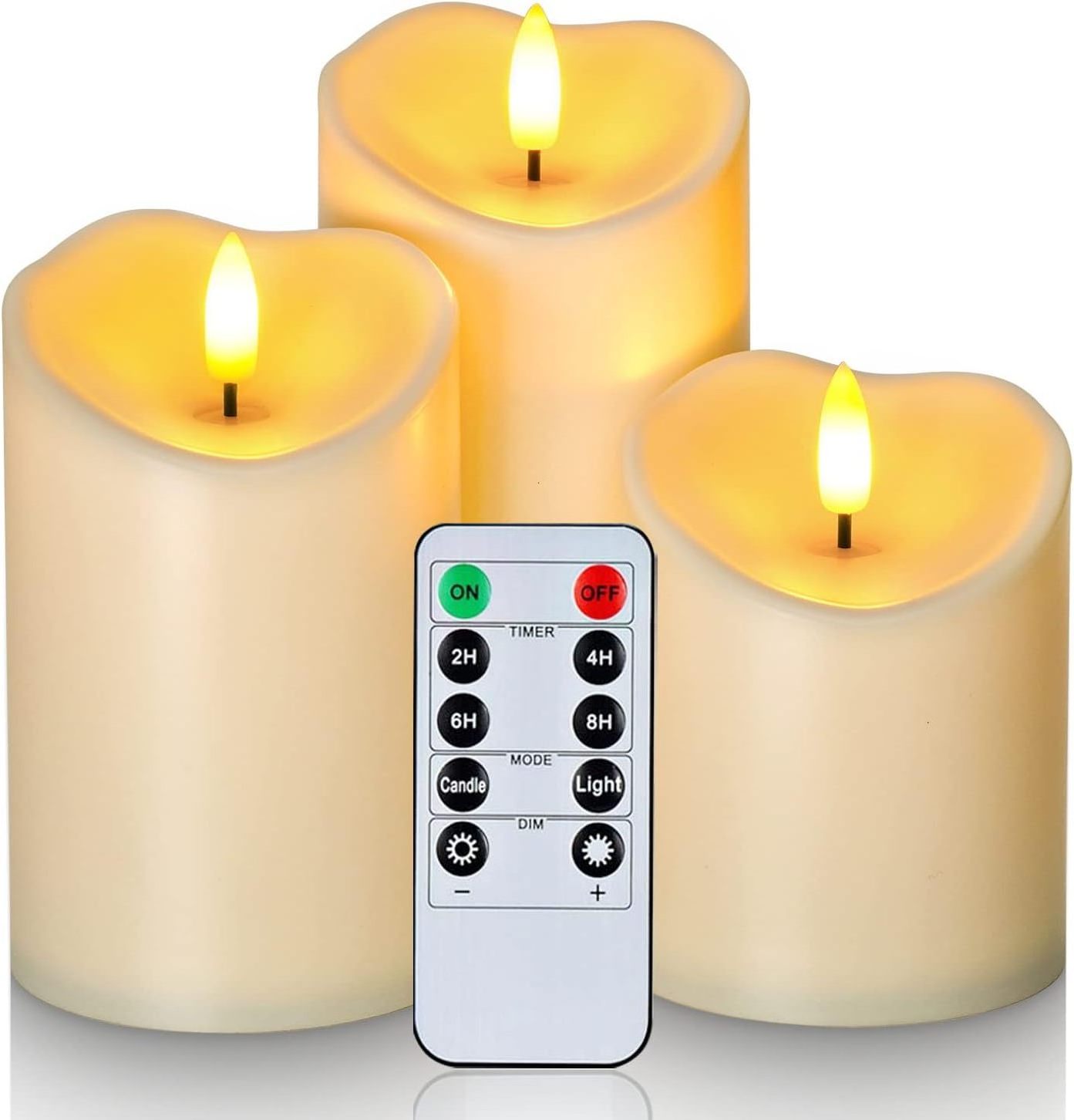 Homemory Flameless Battery Operated LED Candles with Remote Timers, Electric Fake Plastic Candles, Dark Ivory Outdoor Waterproof