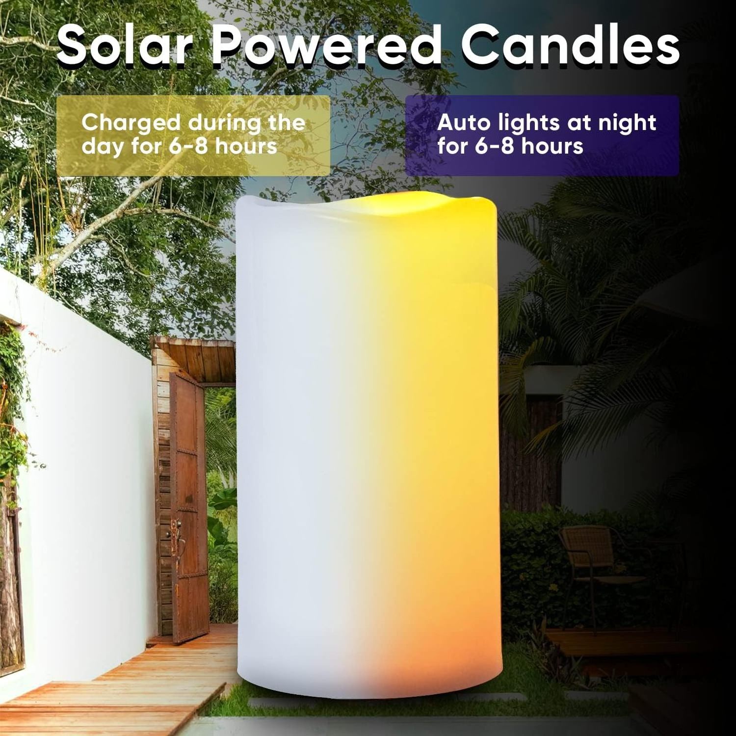 Homemory Large Solar Candles Outdoor Waterproof, 4