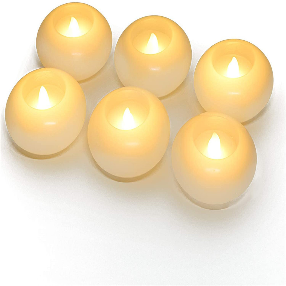 Homemory 3 Inch Flameless LED Floating Candles, 150 Hour, White Wax, Battery Flickering Waterproof Tea lights for Wedding