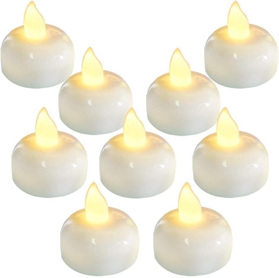 Homemory 24 Pack Waterproof Flameless Floating Tea Lights, Warm White Battery Flickering LED Tea Lights Candles