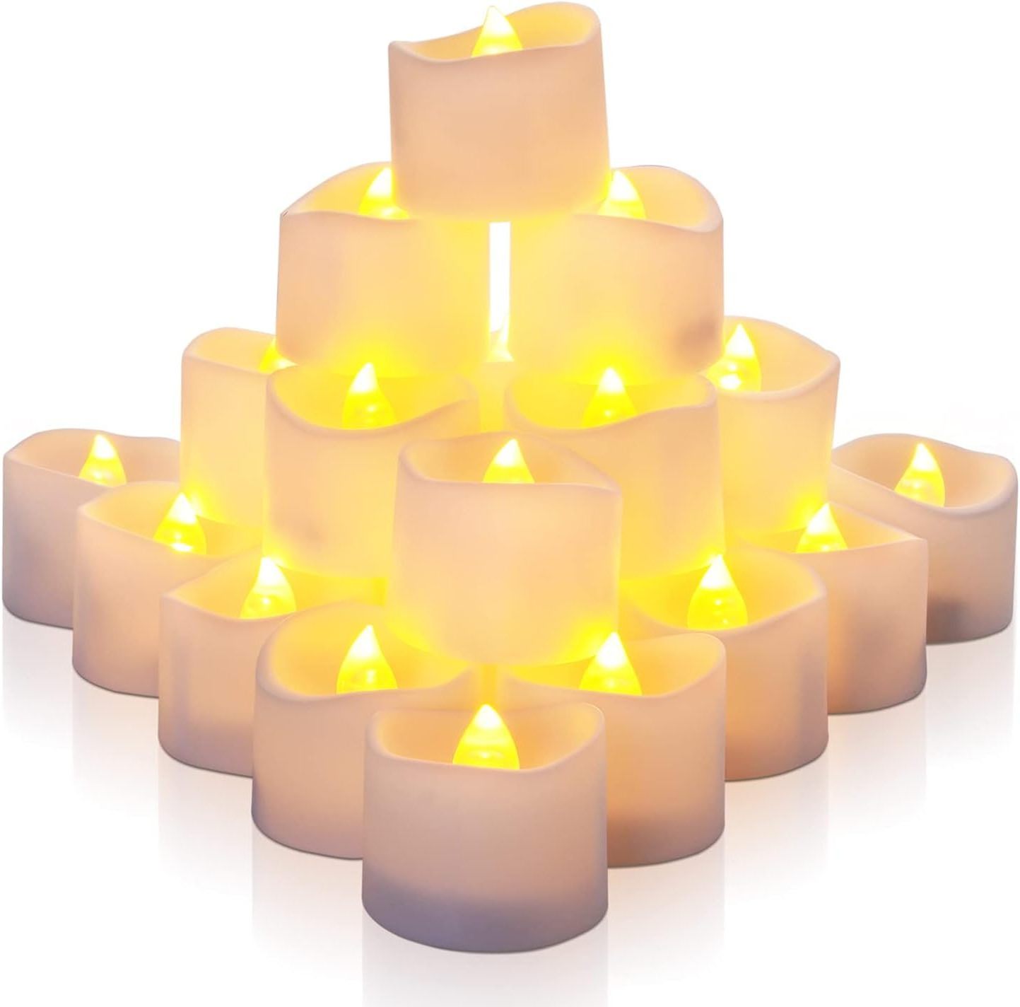 Homemory 24-Pack Flickering Flameless Candles with Timer, Long-Lasting Battery Tea Lights, Electric LED Votive Candles