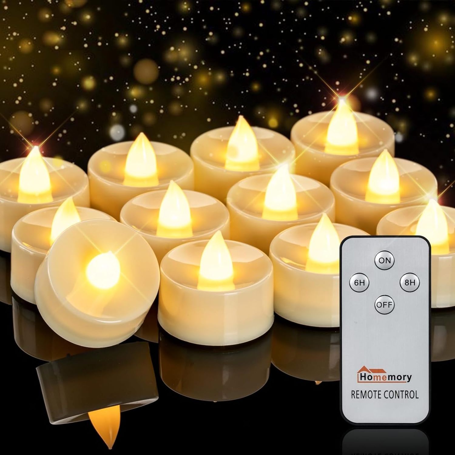 Homemory Flickering Flameless Candles Battery Operated Tea Lights Candles, Small Electric Led Votive Candles