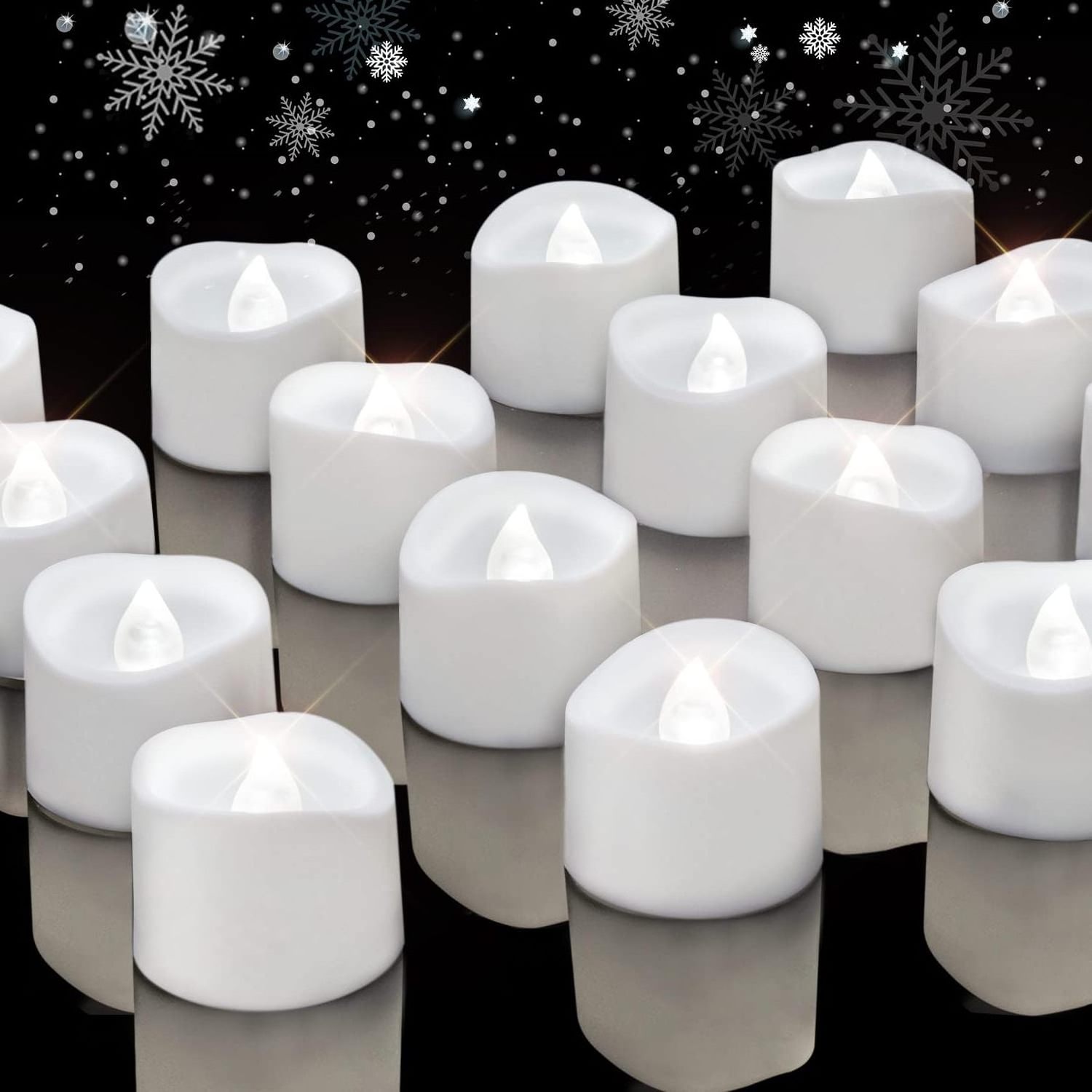 Homemory White Tea Lights Candles Battery Operated, Flameless Flickering LED Tea Lights, Long Lasting Flameless Votive Candles