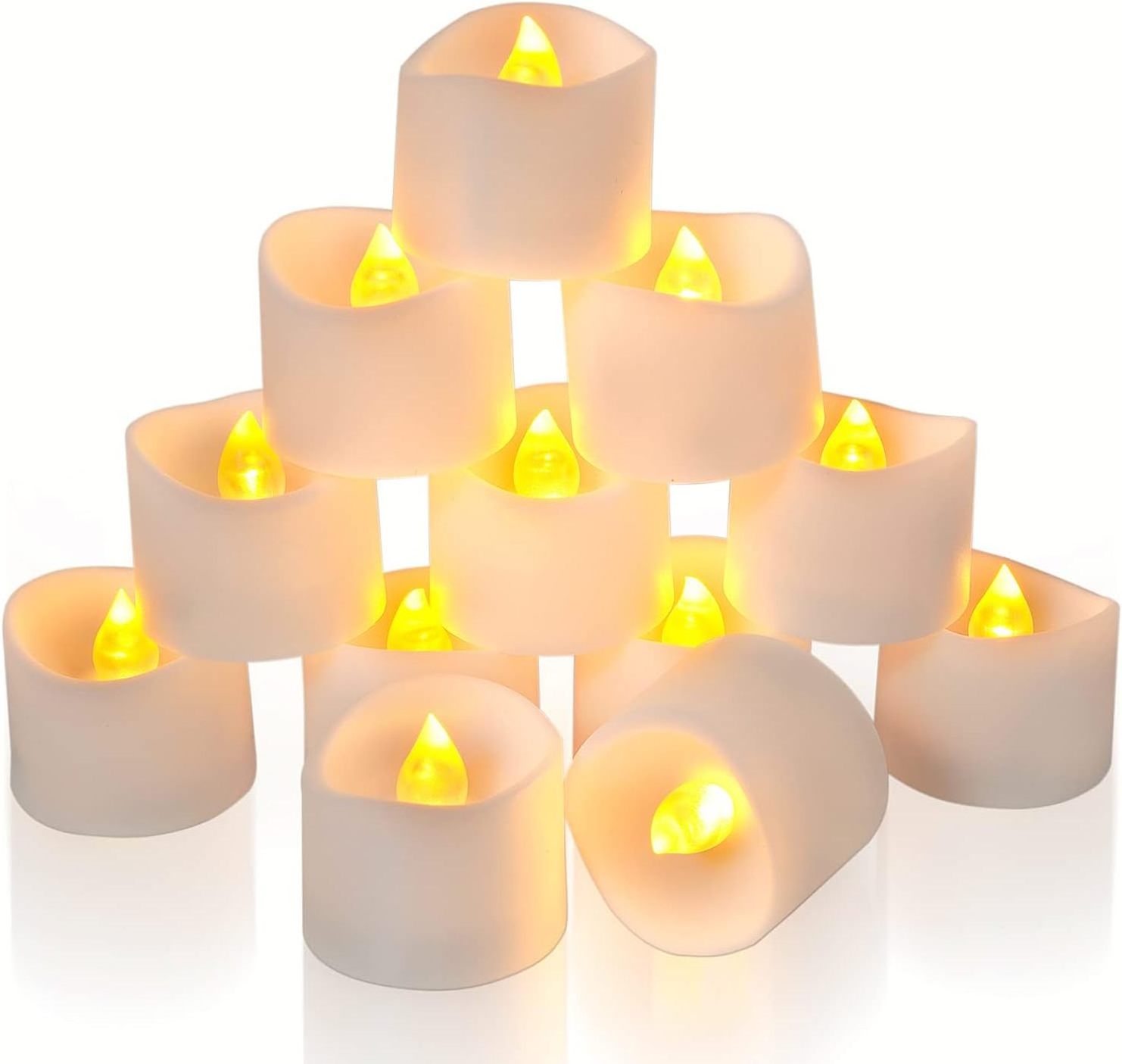 Homemory Timer Flameless Tea Lights Candles, LED Tea Lights Candles with 6H Timer, Timer Votive Candles Battery Opeated