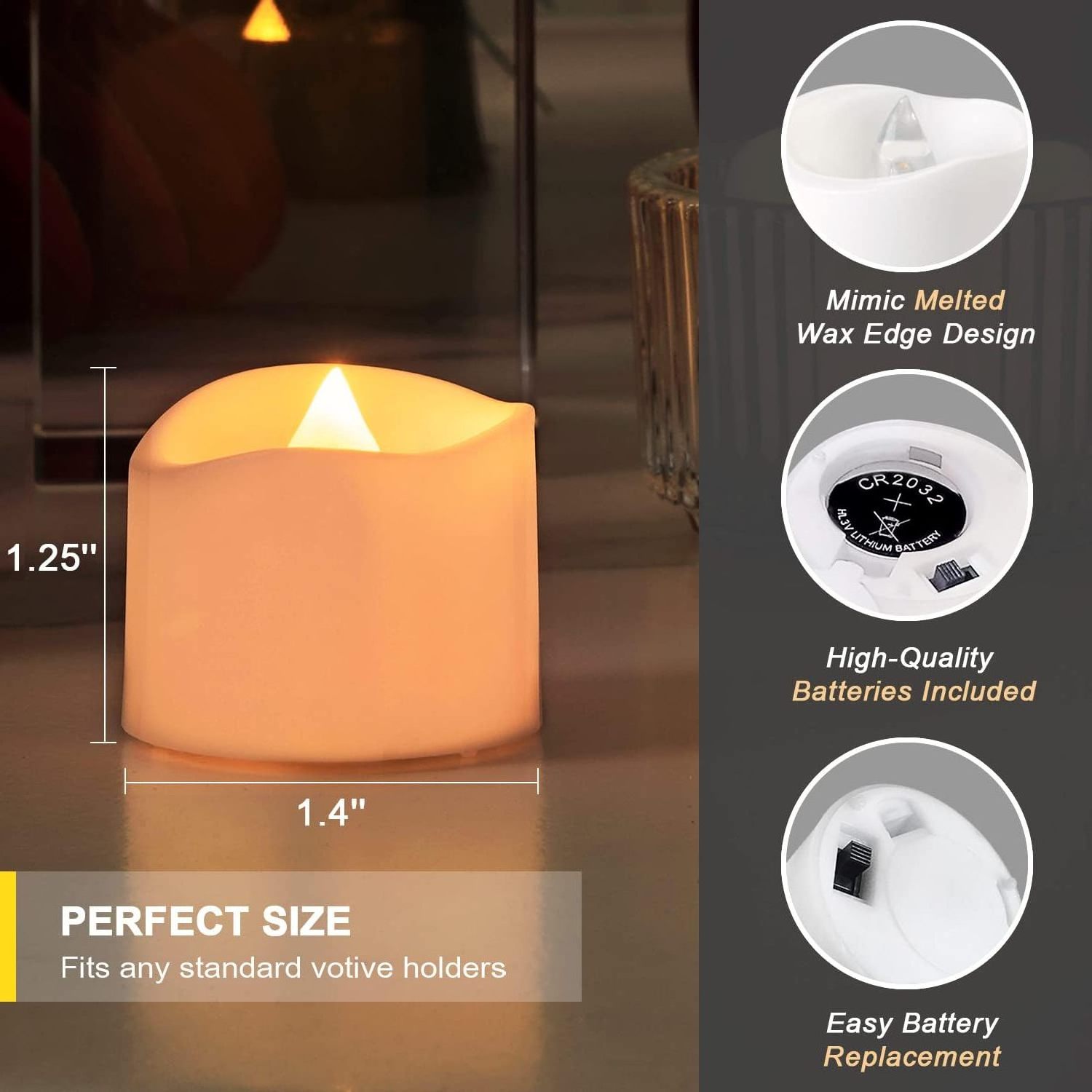 Homemory Battery Operated Candles Tea Lights, Flameless Candles With Remote Flickering Flameless Candles Tea Lights