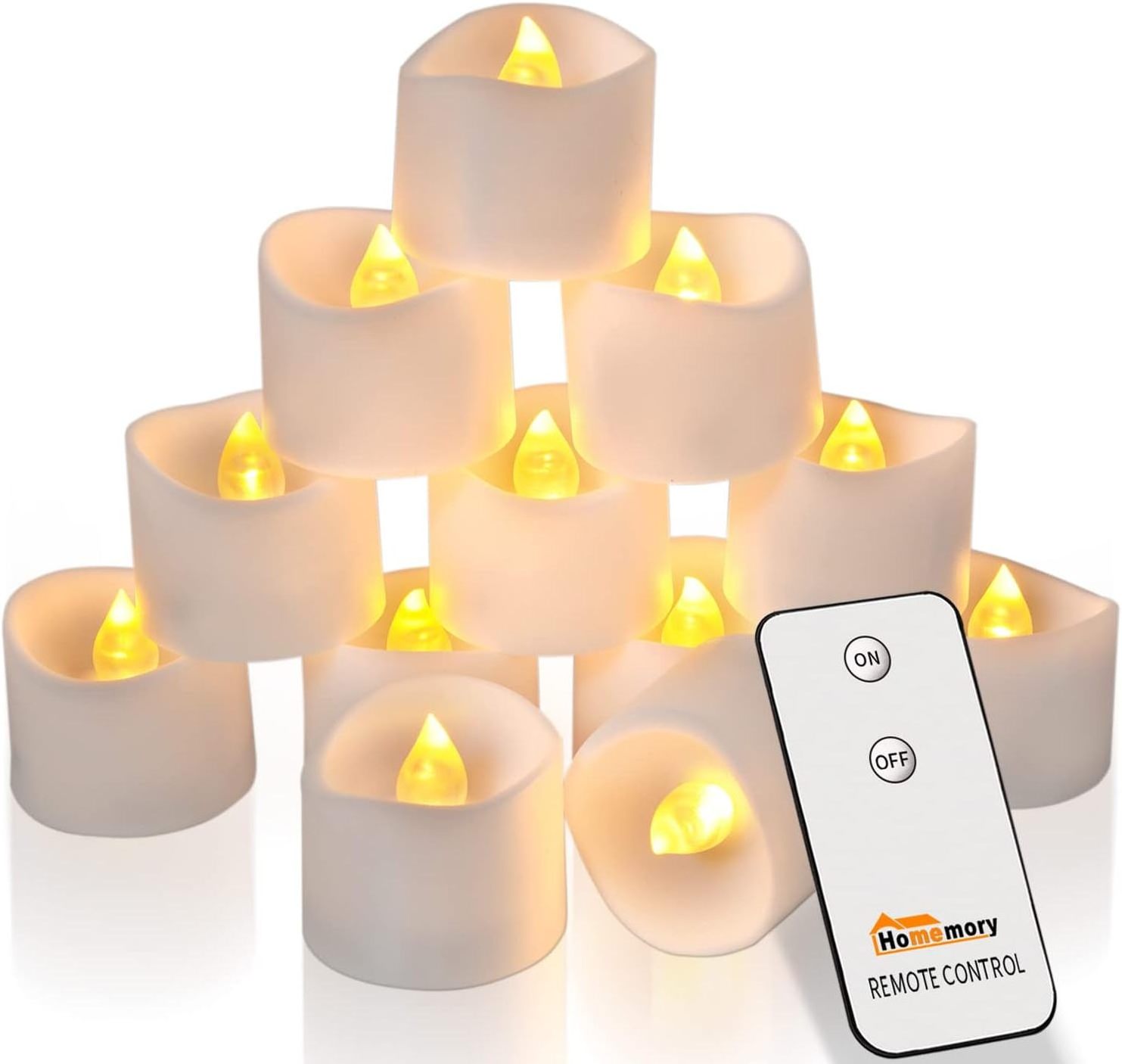 Homemory Battery Operated Candles Tea Lights, Flameless Candles With Remote Flickering Flameless Candles Tea Lights