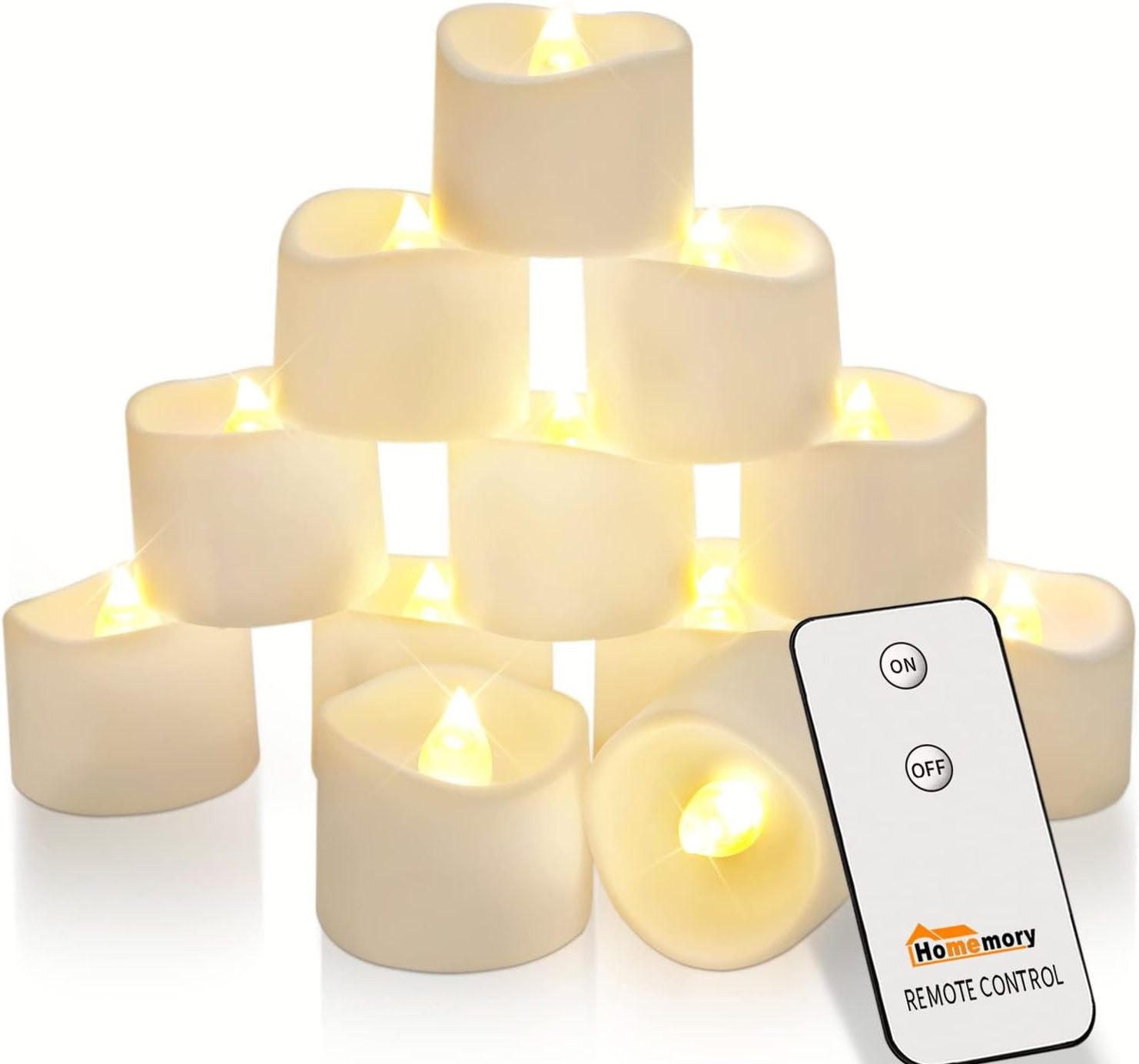 Homemory Remote Control Tea Lights, Flickering Realistic Tea Lights Battery Operated with Remote