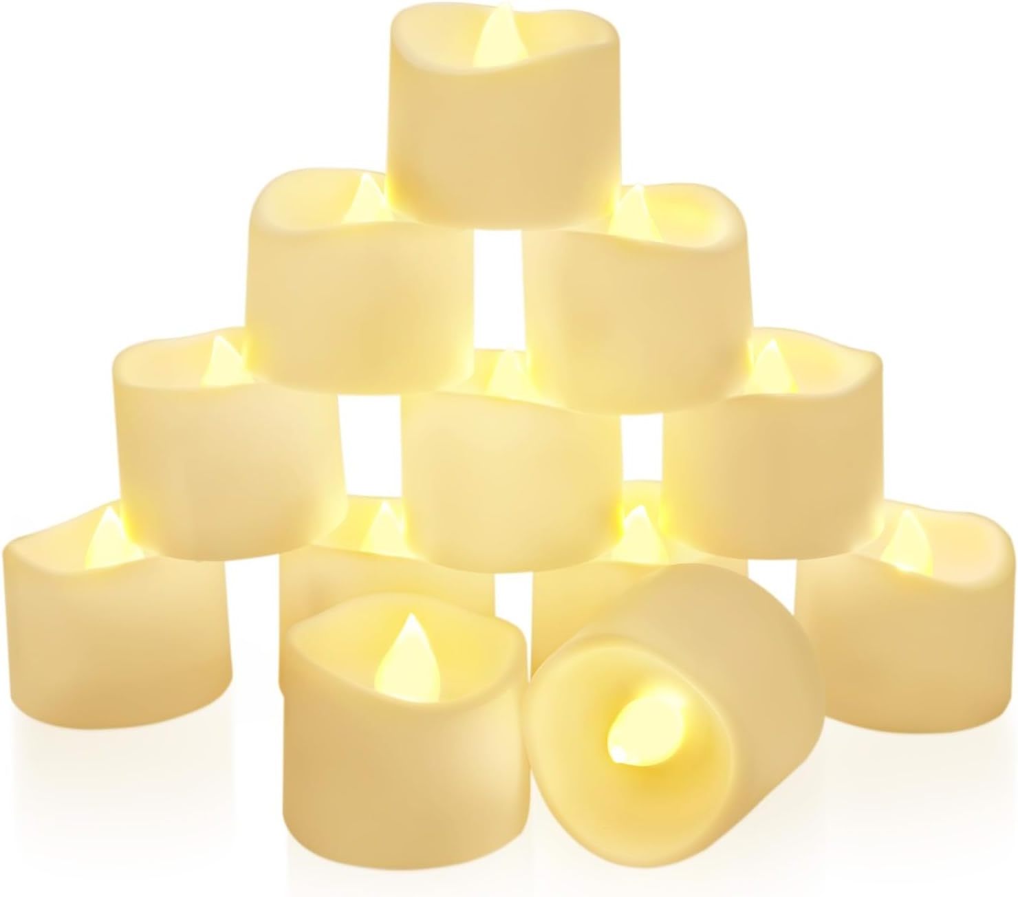 Homemory 12-Pack Timer Flameless Tea Lights Candles Timer Votive Candles Battery Opeated