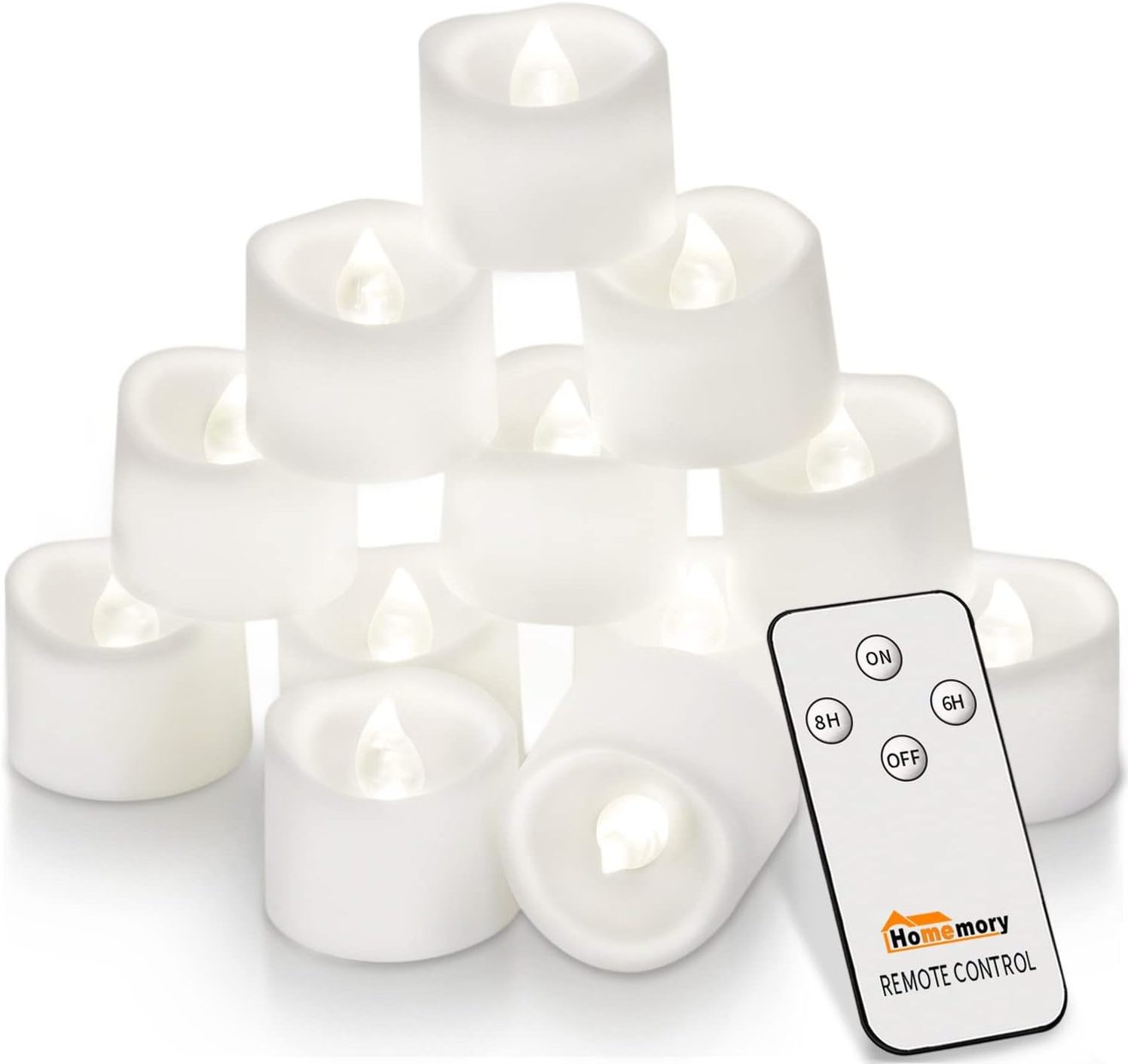 Homemory 24-Pack Pure White Flameless LED Tea Lights Candles, 200+Hour Battery Operated Fake Electric Votive Candles Tea Lights