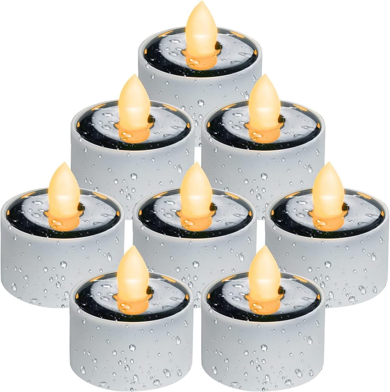 Homemory Solar Tea Lights Outdoor Waterproof, Dusk to Dawn Outdoor Lighting, Reusable LED Tea Light Candles