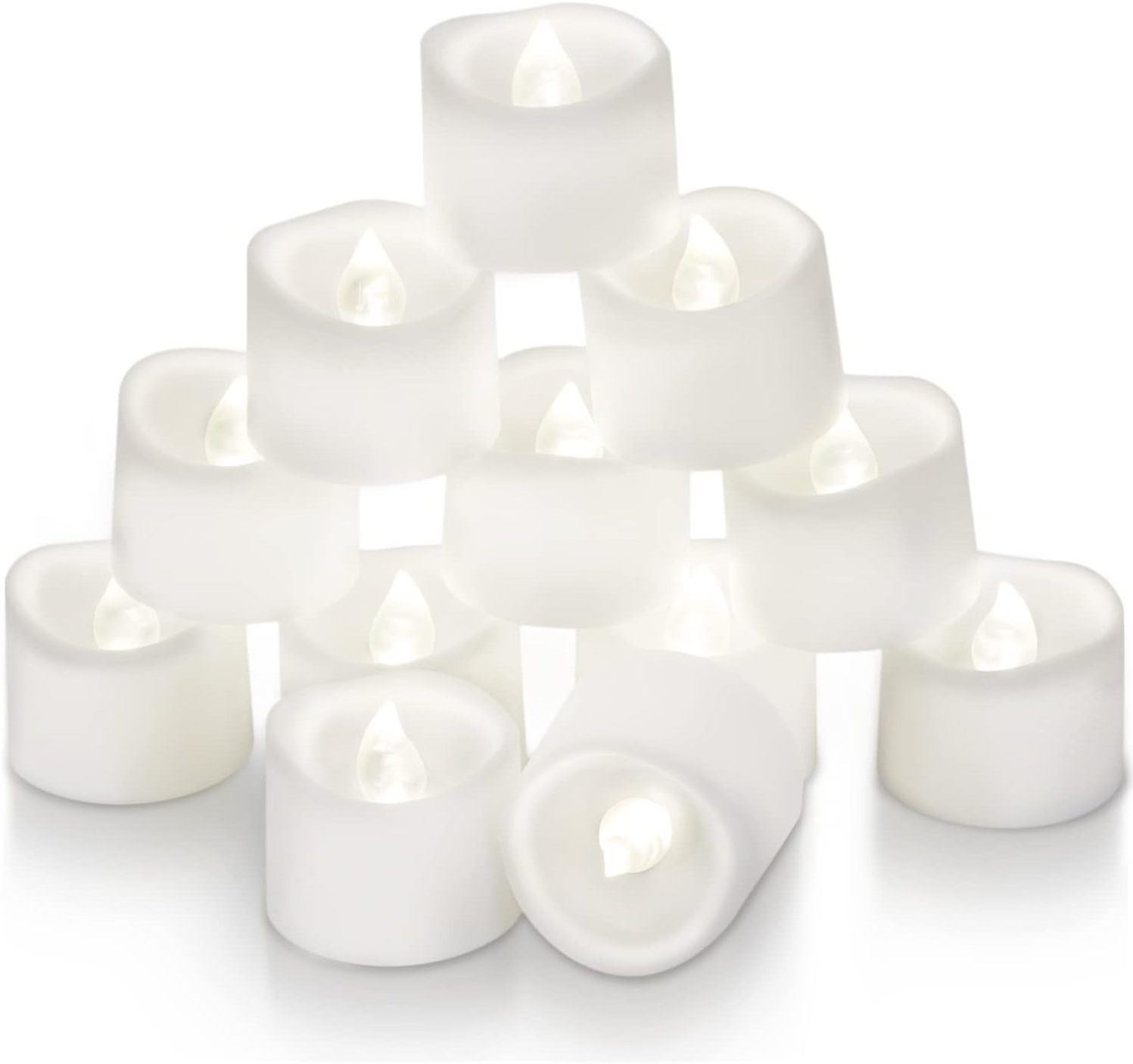 Homemory 12-Pack Timer Flameless Tea Lights Candles, LED Candles with 6H Timer Built-in, Timer Votive Candles Battery Opeated