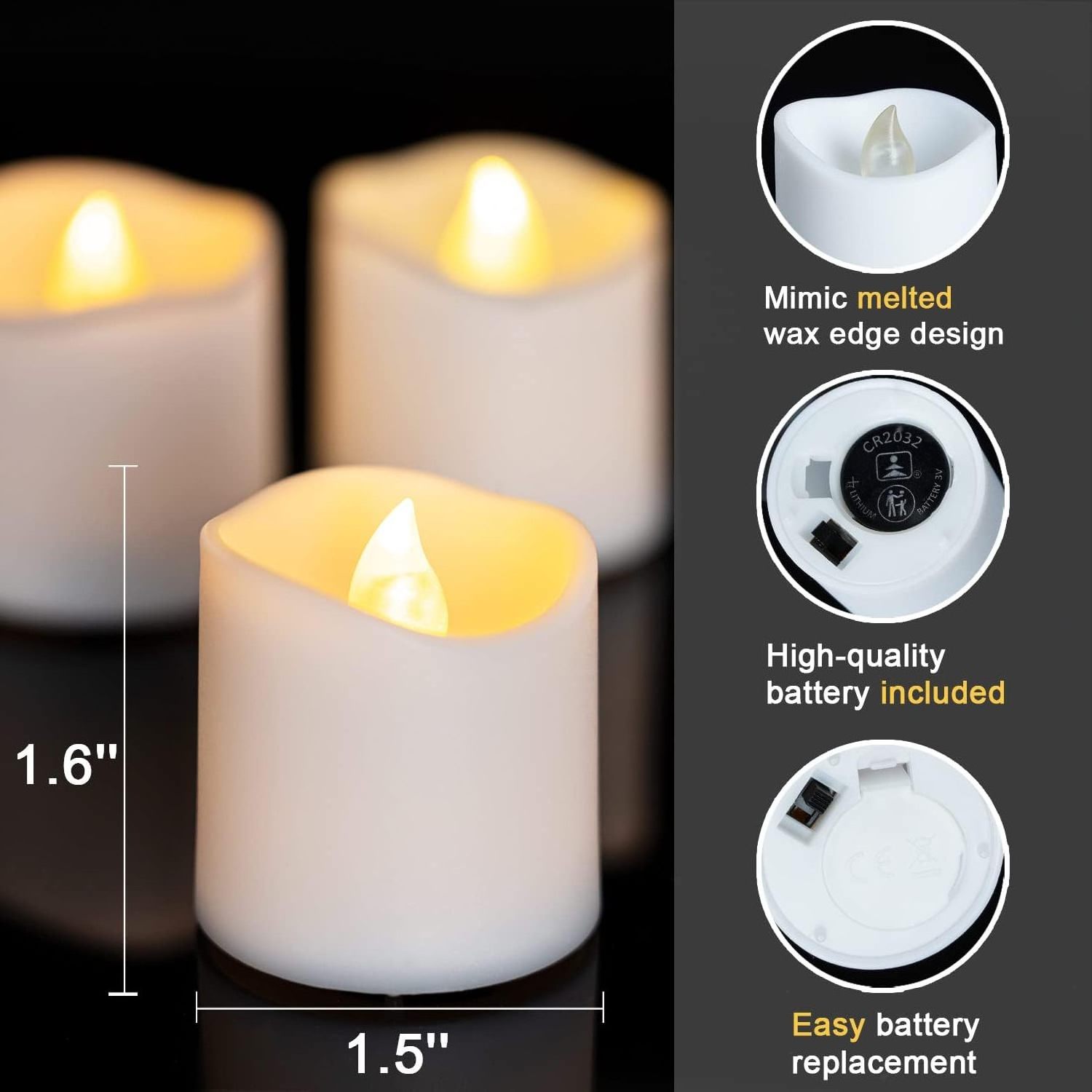 Homemory 12 Pack Flameless LED Votive Candles,1.5