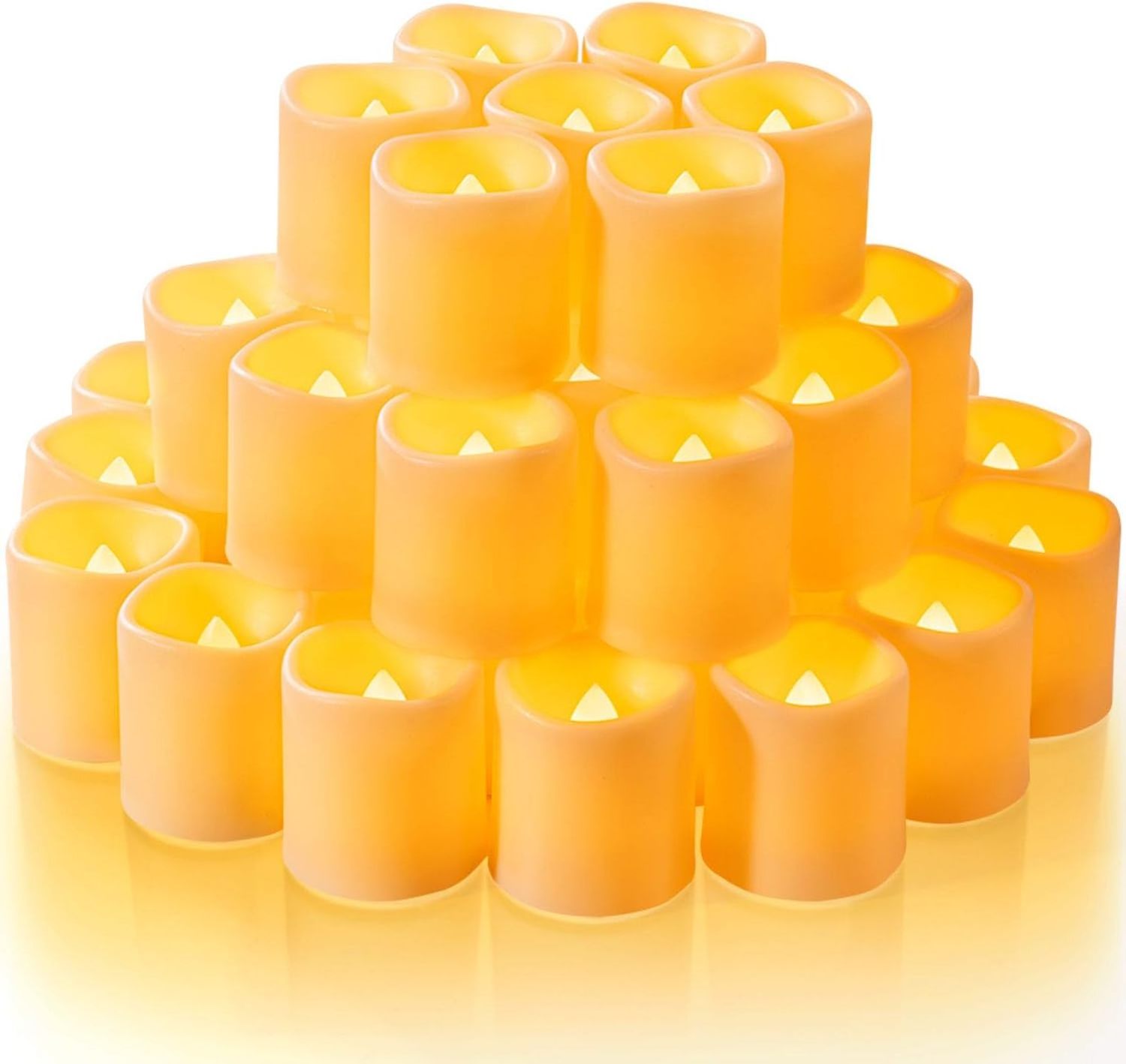 Homemory 50 Pack Flickering Flameless Votive Candles, 200+Hour Electric Fake Candles, Battery Operated LED Tea Light