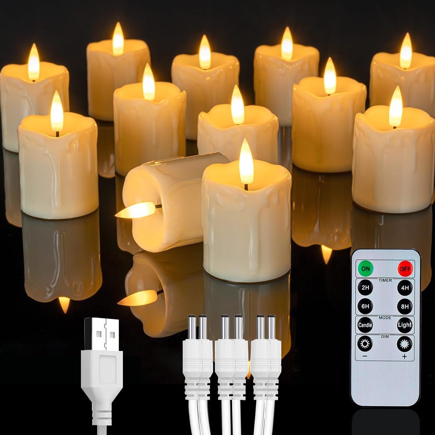 Homemory Rechargeable Flameless Candles with Timer Remote, 2