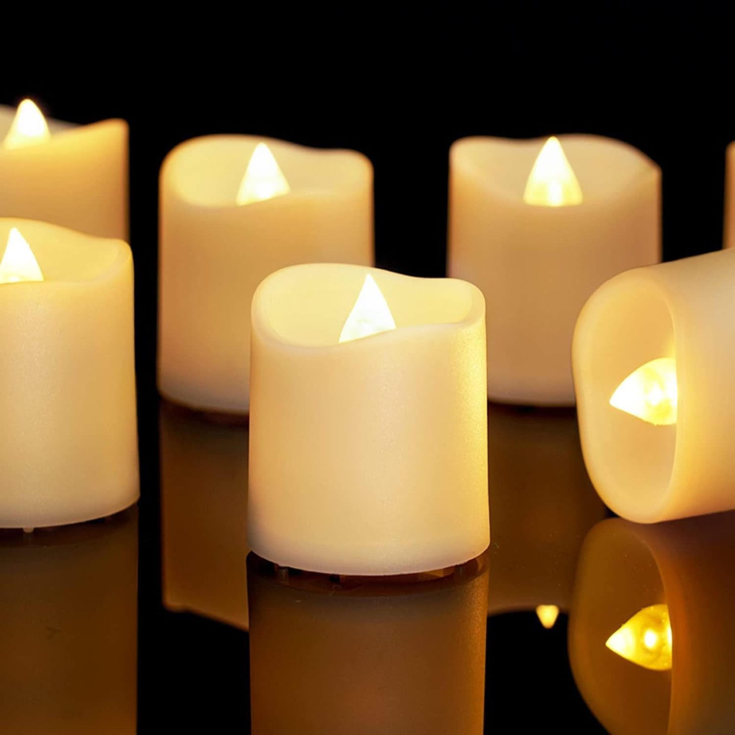 Homemory 12Pack Flameless LED Votive Candles, 200+Hour Long Lasting Electric Fake Candles, Battery Operated Tea Lights