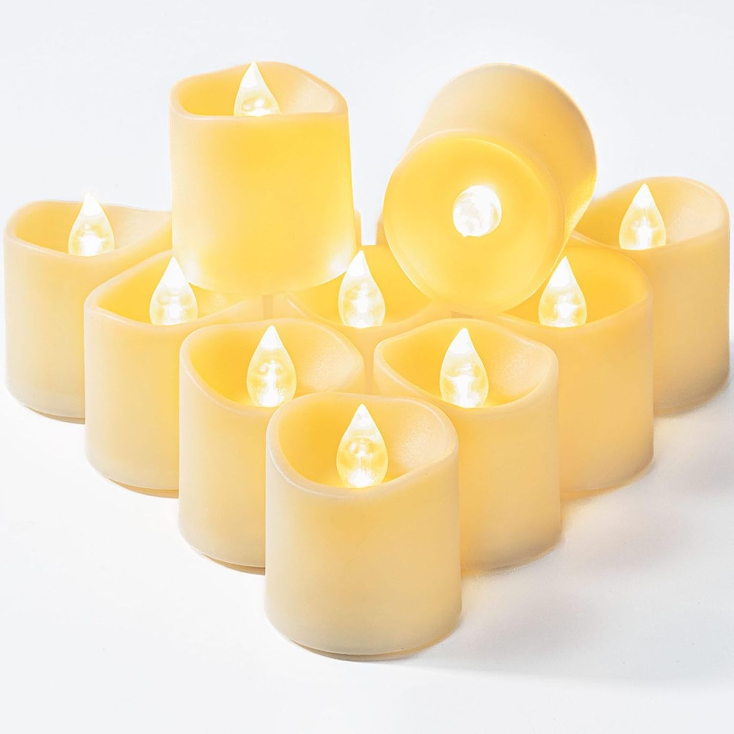 Homemory 12Pack Timer Flameless LED Votive Candles, Long Lasting Battery Operated Tea Light with Timers, 6H On and 18H Off