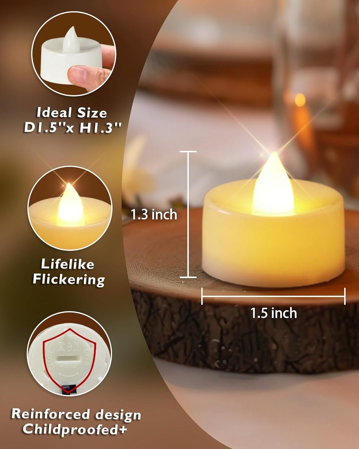 Homemory 100-Pack Flameless LED Candles Tea Lights Battery Operated, 200+Hours Electric Fake Candles Halloween Christmas