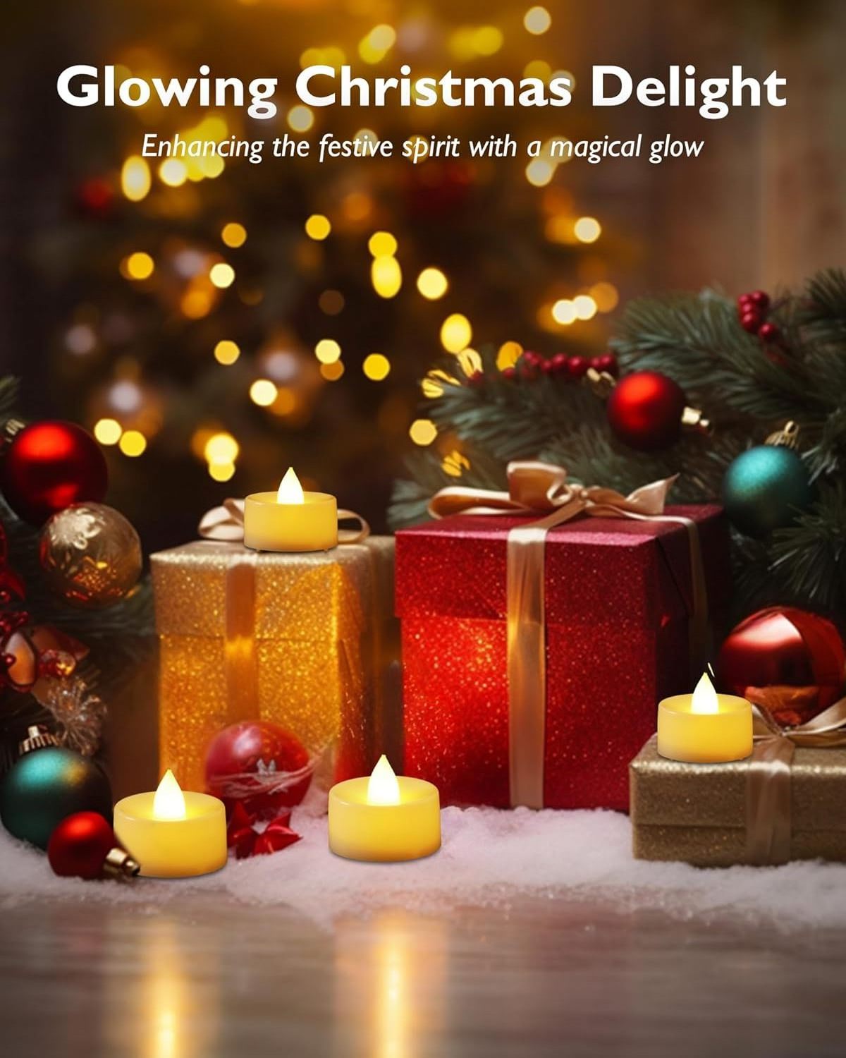 Homemory 50-Pack 200+Hours Flameless LED Electric Fake Votive Candles Tea Lights Halloween Christmas Battery Operated