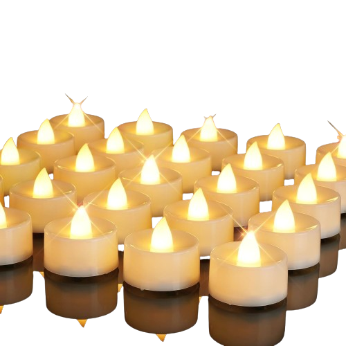 Homemory 50-Pack 200+Hours Flameless LED Electric Fake Votive Candles Tea Lights Halloween Christmas Battery Operated