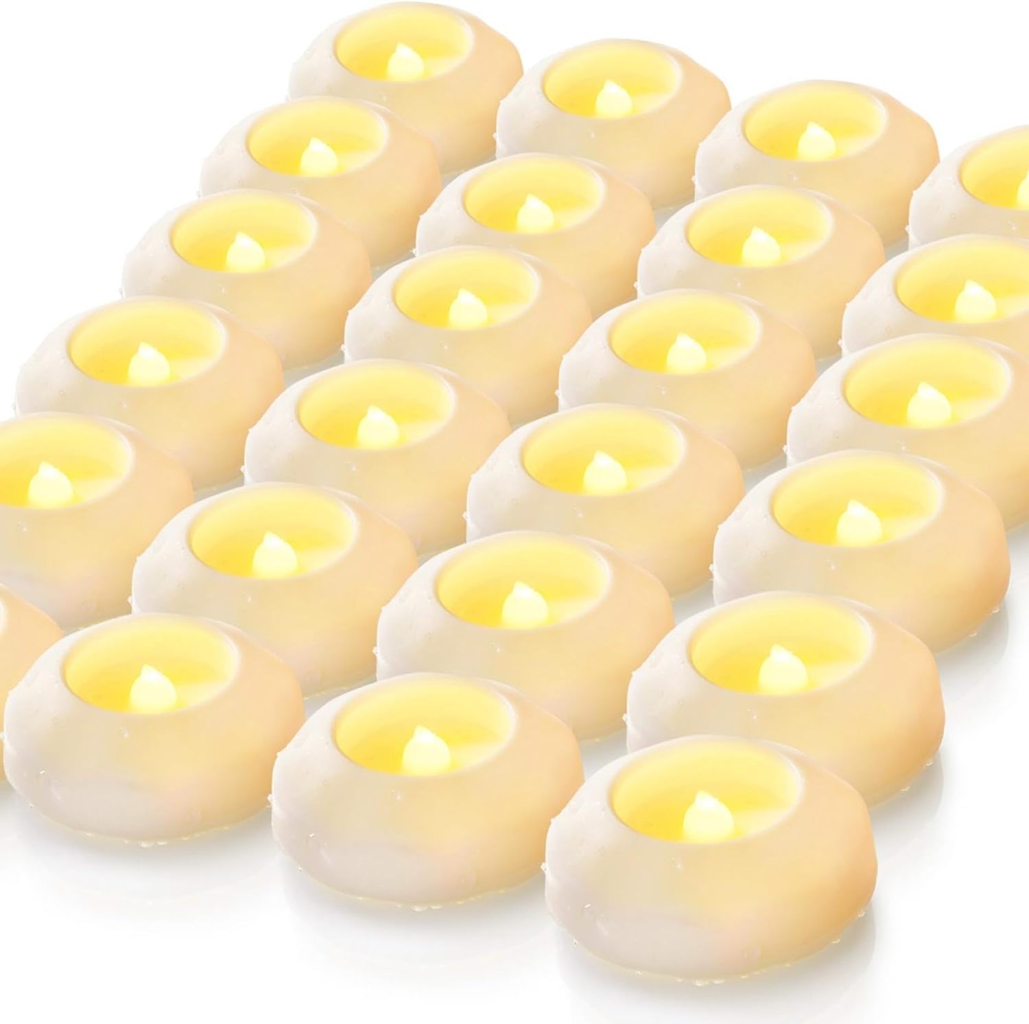 Homemory 24 Pack 3 inch Flameless Led Floating Candles Waterproof Tea Lights, Battery Operated Cylinder Vases Wedding Pool Party