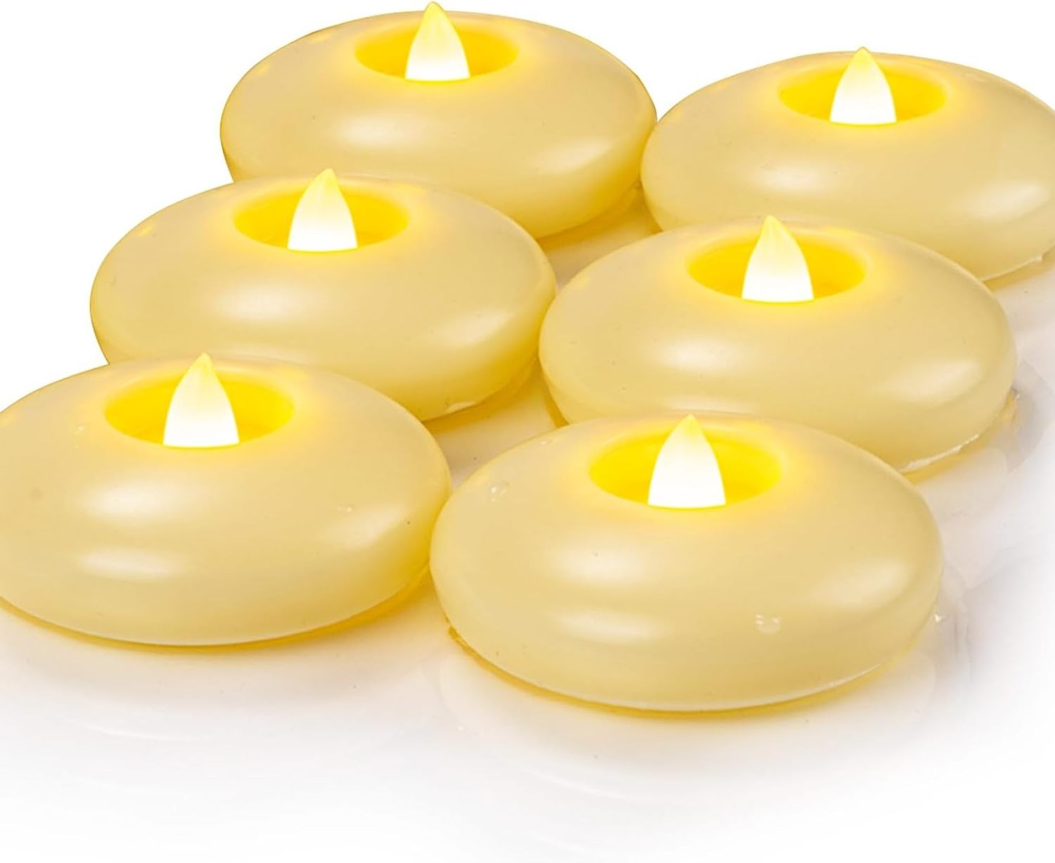 Homemory 6 Pack 3in Flameless Led Floating Candles, Battery Operated Flickering Waterproof Tea Lights for Cylinder Vases Ivory